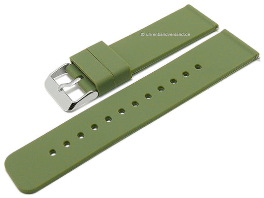 Uhrenarmband 22mm grün Silikon matt glatt mit Schnellwechsel-Stegen (Schließenanstoß 22 mm)