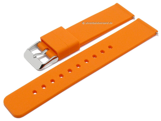 Uhrenarmband 18mm orange Silikon matt glatt mit Schnellwechsel-Stegen (Schließenanstoß 18 mm)