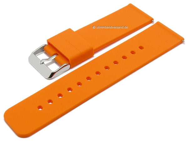 Uhrenarmband 24mm orange Silikon matt glatt mit Schnellwechsel-Stegen (Schließenanstoß 24 mm)