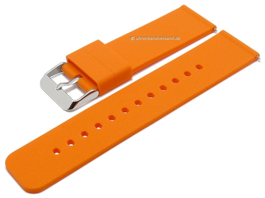 Uhrenarmband 24mm orange Silikon matt glatt mit Schnellwechsel-Stegen (Schließenanstoß 24 mm)