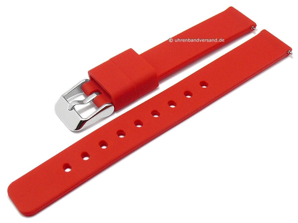 Uhrenarmband 12mm rot Silikon matt glatt mit Schnellwechsel-Stegen (Schließenanstoß 12 mm)