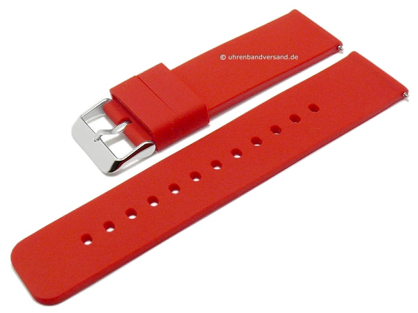 Uhrenarmband 22mm rot Silikon matt glatt mit Schnellwechsel-Stegen (Schließenanstoß 22 mm)