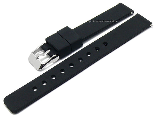 Uhrenarmband 14mm schwarz Silikon matt glatt mit Schnellwechsel-Stegen (Schließenanstoß 14 mm)