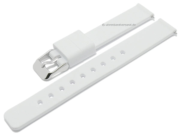 Uhrenarmband 12mm weiß Silikon matt glatt mit Schnellwechsel-Stegen (Schließenanstoß 12 mm)
