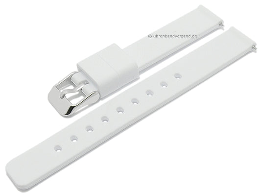 Uhrenarmband 12mm weiß Silikon matt glatt mit Schnellwechsel-Stegen (Schließenanstoß 12 mm)