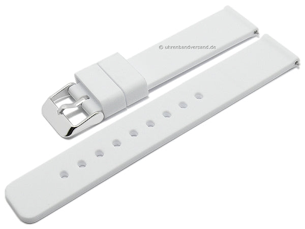 Uhrenarmband 20mm weiß Silikon matt glatt mit Schnellwechsel-Stegen (Schließenanstoß 20 mm)