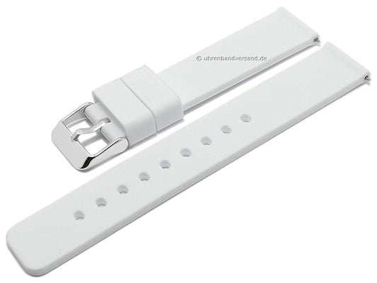 Uhrenarmband 18mm weiß Silikon matt glatt mit Schnellwechsel-Stegen (Schließenanstoß 18 mm)