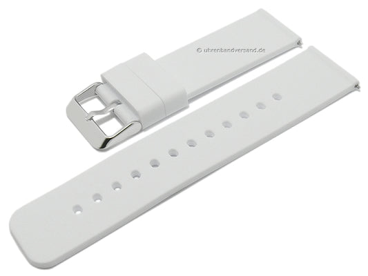 Uhrenarmband 24mm weiß Silikon matt glatt mit Schnellwechsel-Stegen (Schließenanstoß 24 mm)