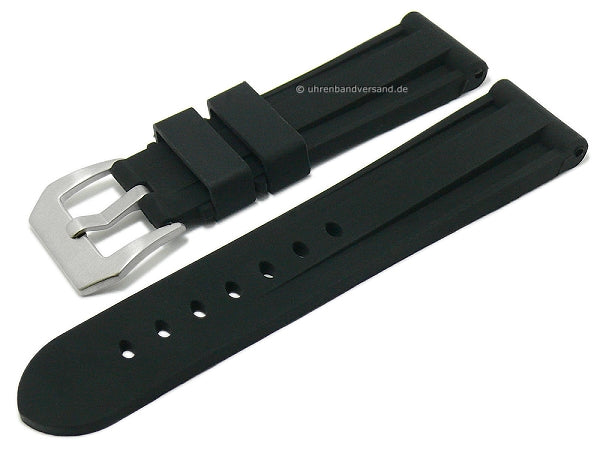 Uhrenarmband 22mm schwarz Silikon Breitdorn (Schließenanstoß 20 mm)