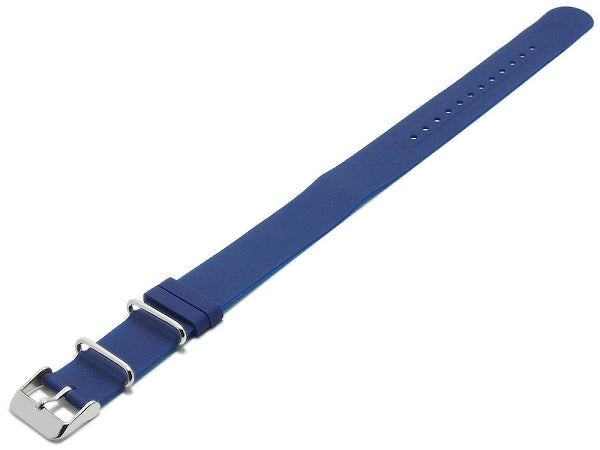 Uhrenarmband 22mm mittelblau Silikon einlagiges Durchzugsband im NATO-Style