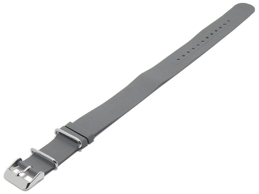 Uhrenarmband 20mm grau Silikon einlagiges Durchzugsband im NATO-Style