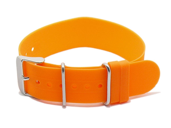 Uhrenarmband 18mm orange Silikon einlagiges Durchzugsband im NATO-Style