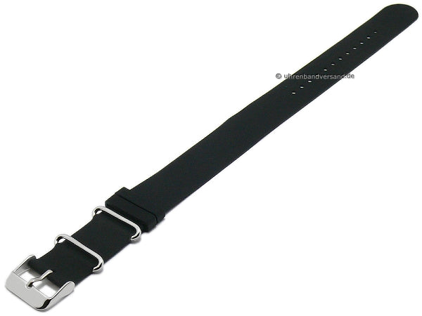 Uhrenarmband 18mm schwarz Silikon einlagiges Durchzugsband im NATO-Style