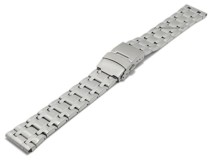 Uhrenarmband 20mm silberfarben Edelstahl gefaltet teilweise poliert mit Sicherheitsfaltschließe