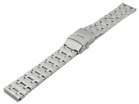 Uhrenarmband 20mm silberfarben Edelstahl gefaltet teilweise poliert mit Sicherheitsfaltschließe