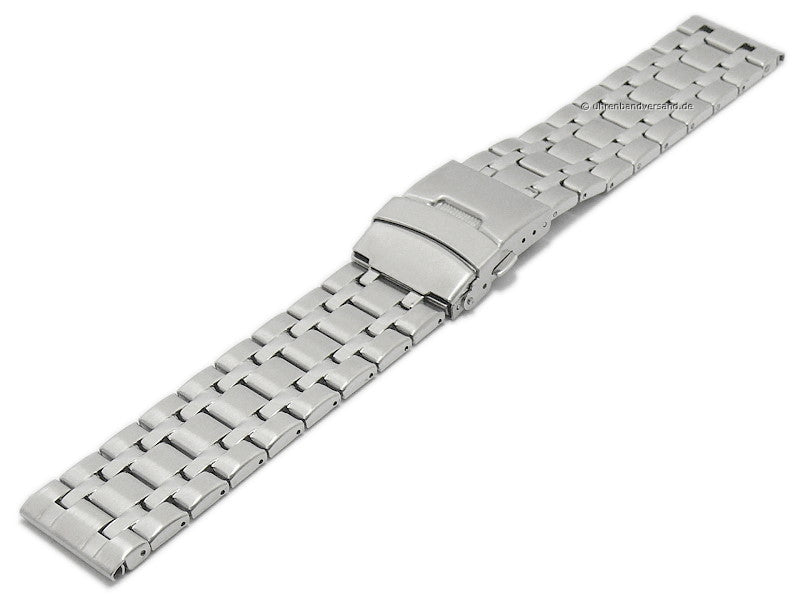 Uhrenarmband 22mm silberfarben Edelstahl gefaltet teilweise poliert mit Sicherheitsfaltschließe