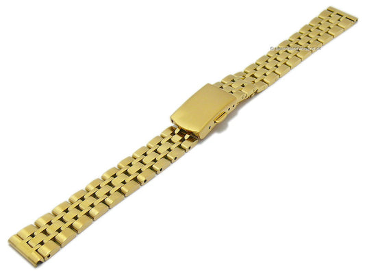 Uhrenarmband 14mm goldfarben Edelstahl massiv teilweise poliert mit Faltschließe