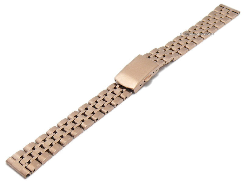 Uhrenarmband 12mm roségoldfarben Edelstahl massiv teilweise poliert mit Faltschließe