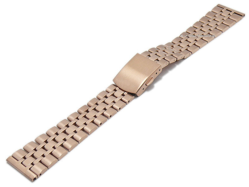 Uhrenarmband 20mm roségoldfarben Edelstahl massiv teilweise poliert mit Faltschließe