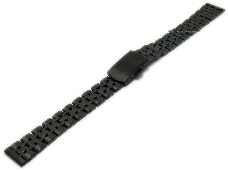 Uhrenarmband 12mm schwarz Edelstahl massiv teilweise poliert mit Faltschließe