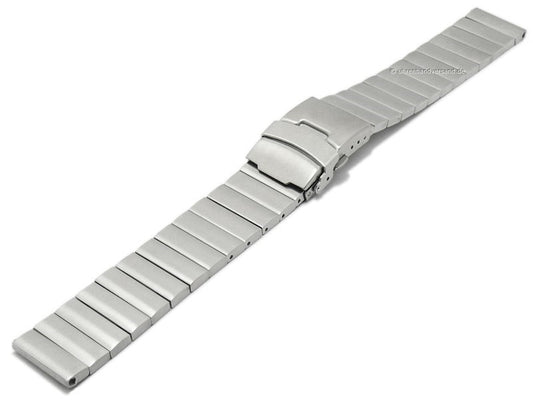 Uhrenarmband 22mm silberfarben Edelstahl massiv mit Faltschließe optional auch mit EASY-CLICK