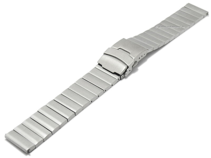Uhrenarmband 24mm silberfarben Edelstahl massiv matt mit Sicherheits-Faltschließe & EASY-CLICK