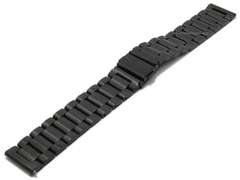 Uhrenarmband 22mm schwarz Edelstahl massiv matt Faltschließe mit Schnellwechsel-Stegen
