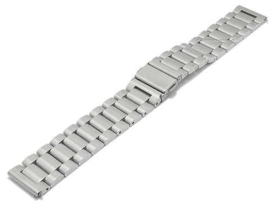 Uhrenarmband 16mm silberfarben Edelstahl massiv matt Faltschließe mit Schnellwechsel-Stegen