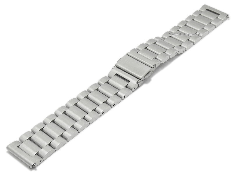 Uhrenarmband 18mm silberfarben Edelstahl massiv matt Faltschließe mit Schnellwechsel-Stegen