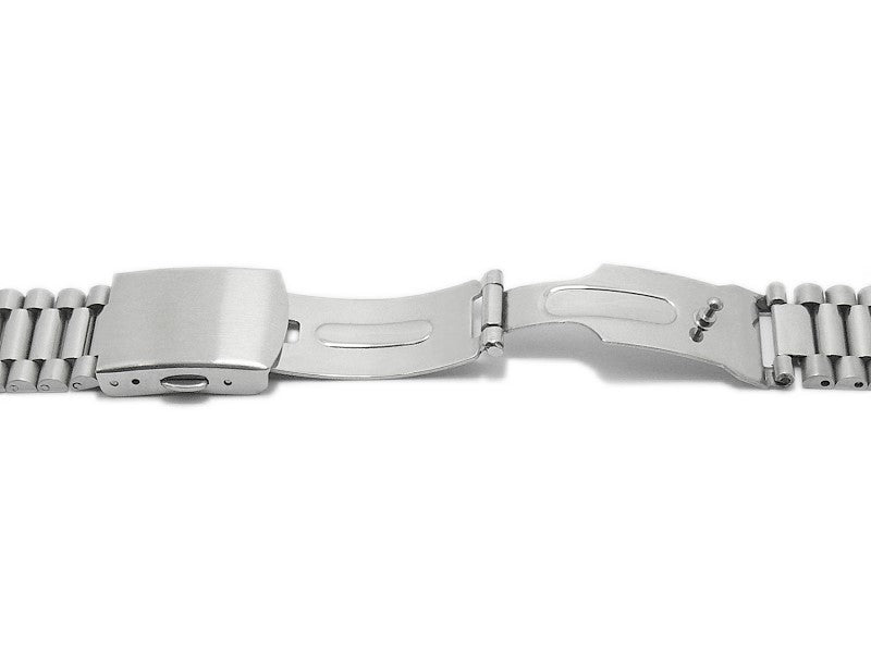 Uhrenarmband 18mm silberfarben Edelstahl massiv teilweise poliert mit Faltschließe