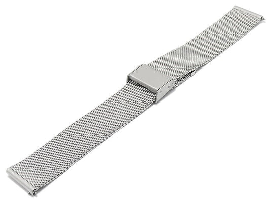 Uhrenarmband 20mm Milanaise poliert mittelschweres Geflecht mit Gleitschließe & Schnellwechsel-Stegen