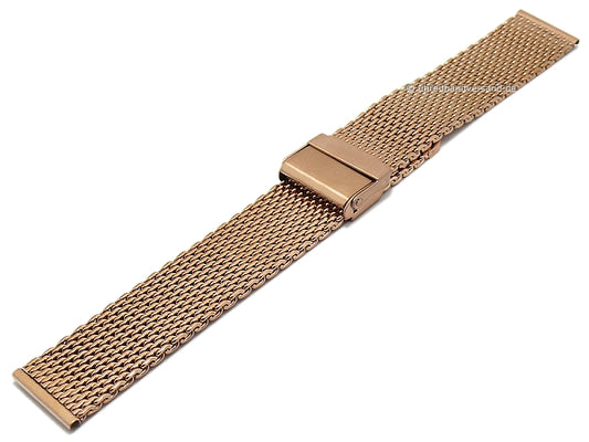 Uhrenarmband 24mm Milanaise roségoldfarben mittelschweres Geflecht mit Sicherheits-Schiebeverschluß