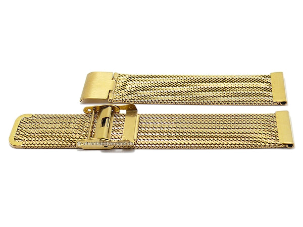 Uhrenarmband 20mm Milanaise goldfarben feines Geflecht strukturiert mit Sicherheits-Schiebeverschluß
