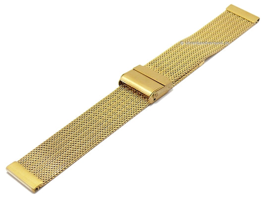 Uhrenarmband 22mm Milanaise goldfarben feines Geflecht strukturiert mit Sicherheits-Schiebeverschluß