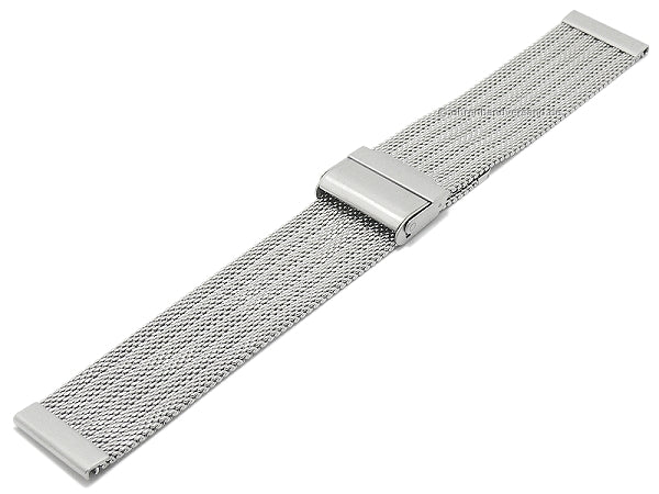 Uhrenarmband 22mm Milanaise stahlfarben feines Geflecht strukturiert mit Sicherheits-Schiebeverschluß