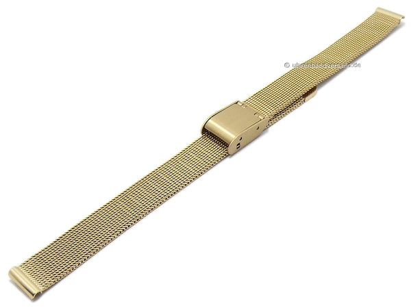 Uhrenarmband 08mm Milanaise goldfarben feines Geflecht satiniert mit Schiebeverschluß