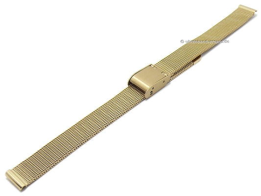 Uhrenarmband 08mm Milanaise goldfarben feines Geflecht satiniert mit Schiebeverschluß