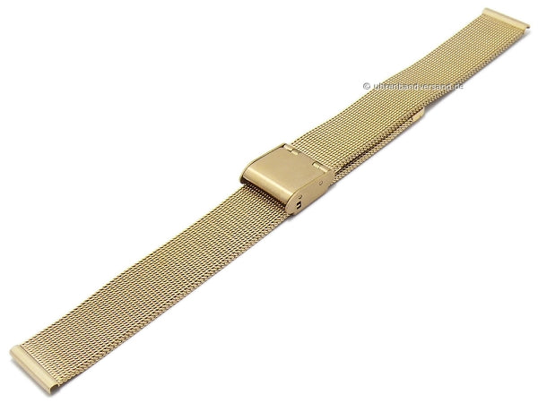 Uhrenarmband 12mm Milanaise goldfarben feines Geflecht satiniert mit Schiebeverschluß