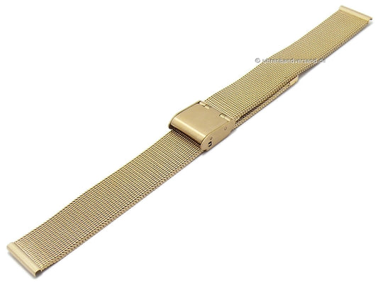 Uhrenarmband 14mm Milanaise goldfarben feines Geflecht satiniert mit Schiebeverschluß