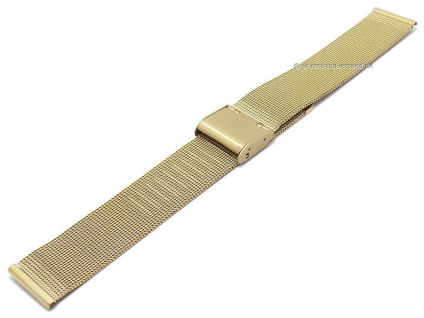 Uhrenarmband 20mm Milanaise goldfarben feines Geflecht satiniert mit Schiebeverschluß
