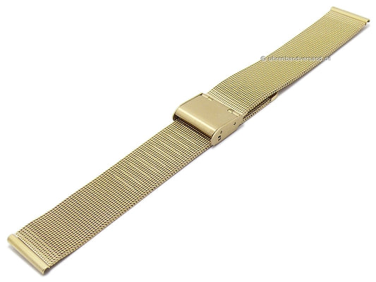 Uhrenarmband 18mm Milanaise goldfarben feines Geflecht satiniert mit Schiebeverschluß