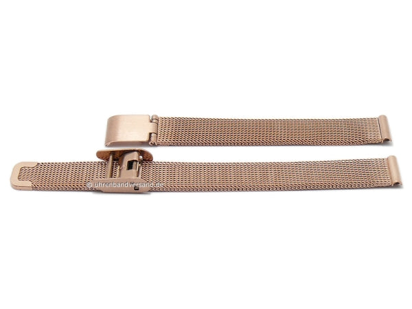 Uhrenarmband 10mm Milanaise roségoldfarben feines Geflecht satiniert mit Schiebeverschluß