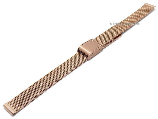 Uhrenarmband 10mm Milanaise roségoldfarben feines Geflecht satiniert mit Schiebeverschluß