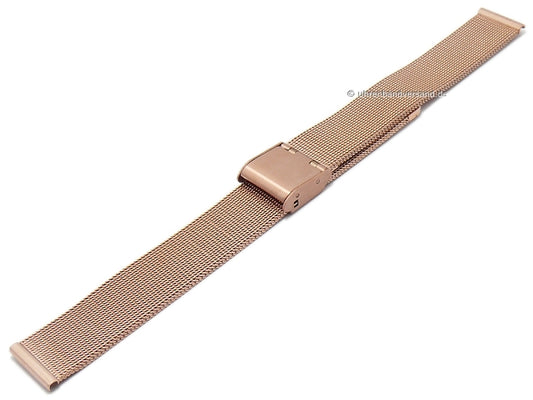 Uhrenarmband 14mm Milanaise roségoldfarben feines Geflecht satiniert mit Schiebeverschluß