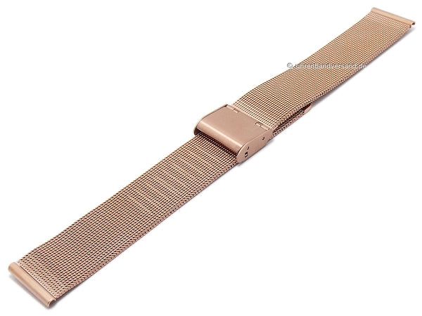 Uhrenarmband 16mm Milanaise roségoldfarben feines Geflecht satiniert mit Schiebeverschluß