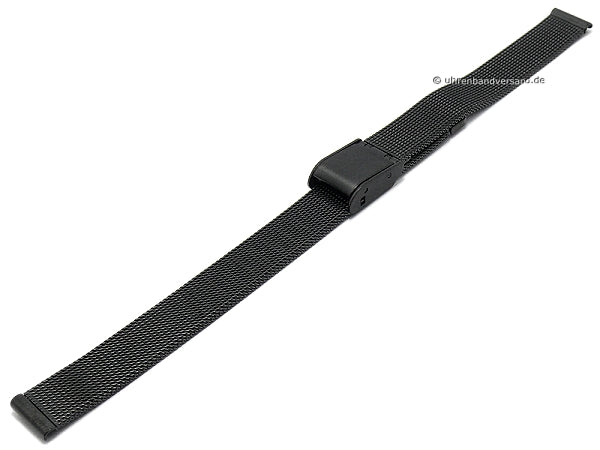Uhrenarmband 08mm Milanaise schwarz feines Geflecht satiniert mit Schiebeverschluß