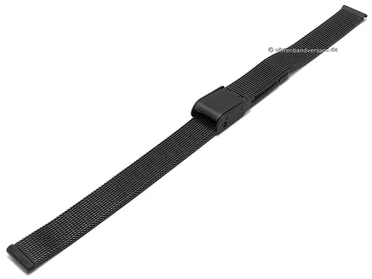 Uhrenarmband 08mm Milanaise schwarz feines Geflecht satiniert mit Schiebeverschluß