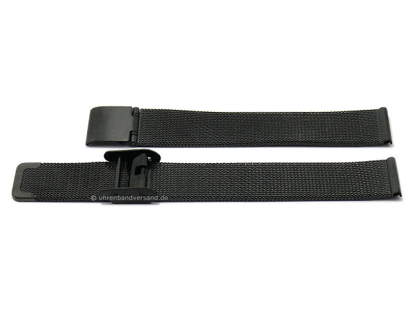 Uhrenarmband 14mm Milanaise schwarz feines Geflecht satiniert mit Schiebeverschluß