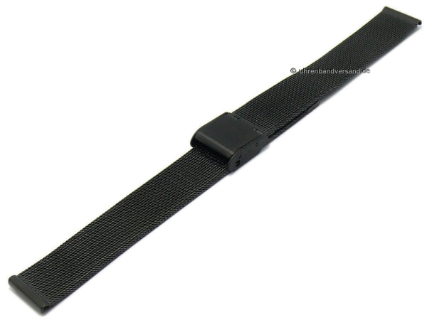 Uhrenarmband 14mm Milanaise schwarz feines Geflecht satiniert mit Schiebeverschluß