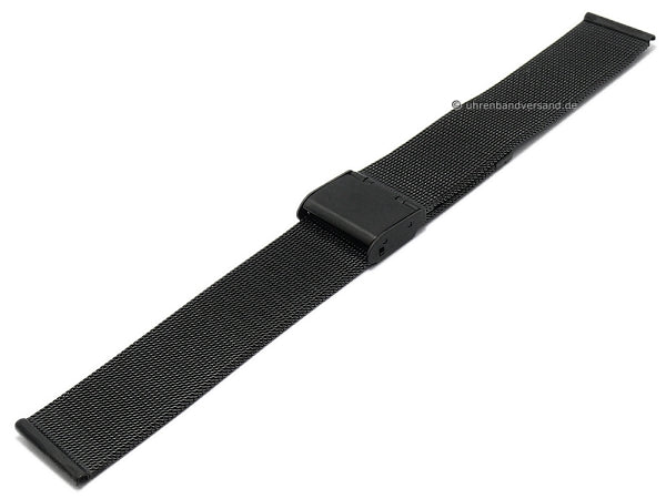 Uhrenarmband 18mm Milanaise schwarz feines Geflecht satiniert mit Schiebeverschluß